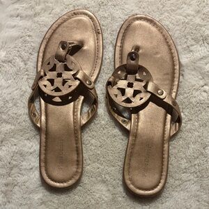 Pierre Dumas Metallic Gold Thong Sandals